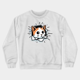 Cute cat peeking Crewneck Sweatshirt